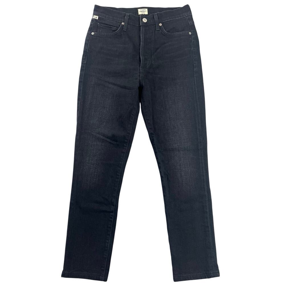 Citizens of Humanity Olivia High Rise Slim Straight Ankle Jeans Black Cropped 27